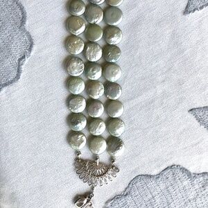 Coin Pearl  and  Silver Bracelet
